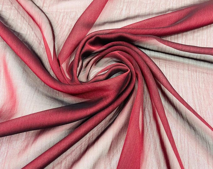 Chiffon Two Tone Sheer Fabric, by The Yard - Burgundy