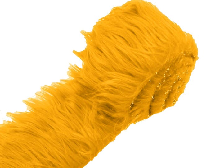 Mango Yellow Long Pile Soft Faux Fur Fabric STRIP for Fur suit, Cosplay Costume, Photo Prop, Trim, Throw Pillow, Crafts.