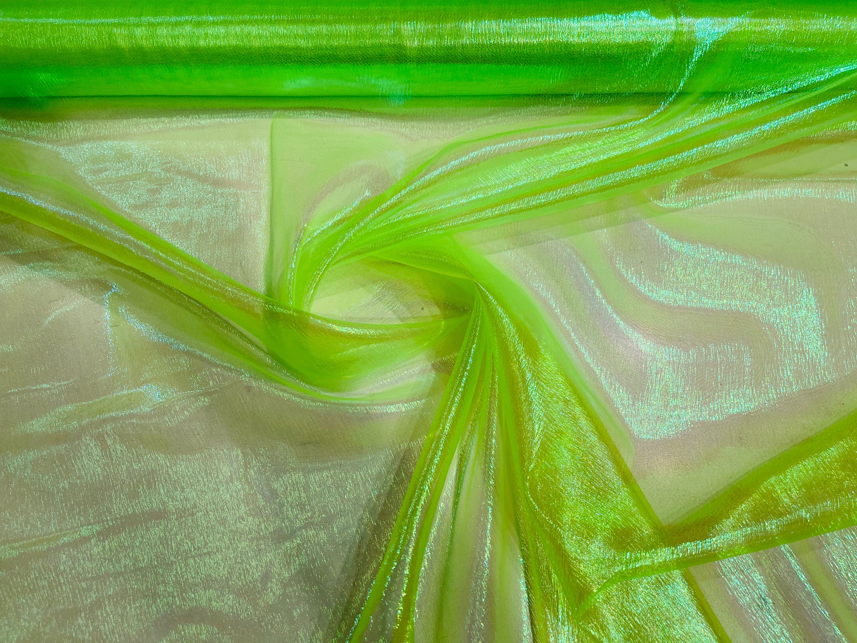 Lime Green Woven Translucent/Iridescent Organza Fabric