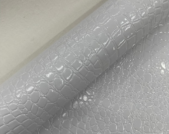 White Crocodile Vinyl Embossed 3D Scales-Faux Leather-Sold By Yard
