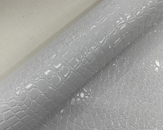 White Crocodile Vinyl Embossed 3D Scales-Faux Leather-Sold By Yard