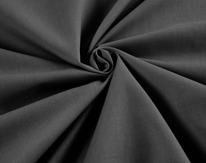 Gray - 58-59" Wide Premium Light Weight Poly Cotton Blend Broadcloth Fabric Sold By The Yard.