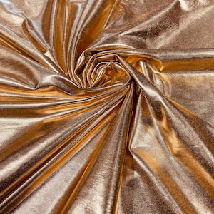 Rose Gold Metallic Foil Lame Spandex- Sold By The Yard.