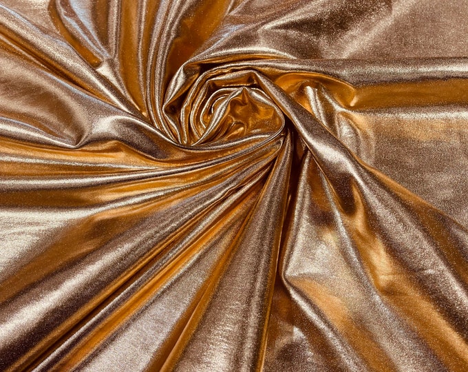 Rose Gold Metallic Foil Lame Spandex- Sold By The Yard.