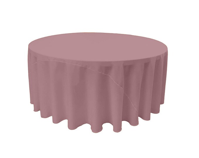 Mauve - Solid Round Polyester Poplin Tablecloth With Seamless.