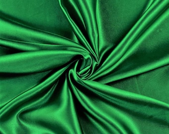 Kelly Green Charmeuse Satin Shiny Fabric, 58" Wide- Sold by The Yard