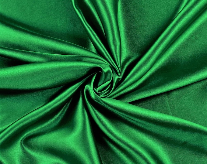 Kelly Green Charmeuse Bridal Solid Satin Fabric for Wedding Dress Fashion Crafts Costumes Decorations Silky Satin 58” Wide Sold By The Yard