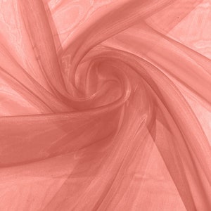 Light Coral 58/60&quot; Wide 100% Polyester Soft Light Weight, Sheer, See Through Crystal Organza Fabric/Cosplay Costumes, Skirts.