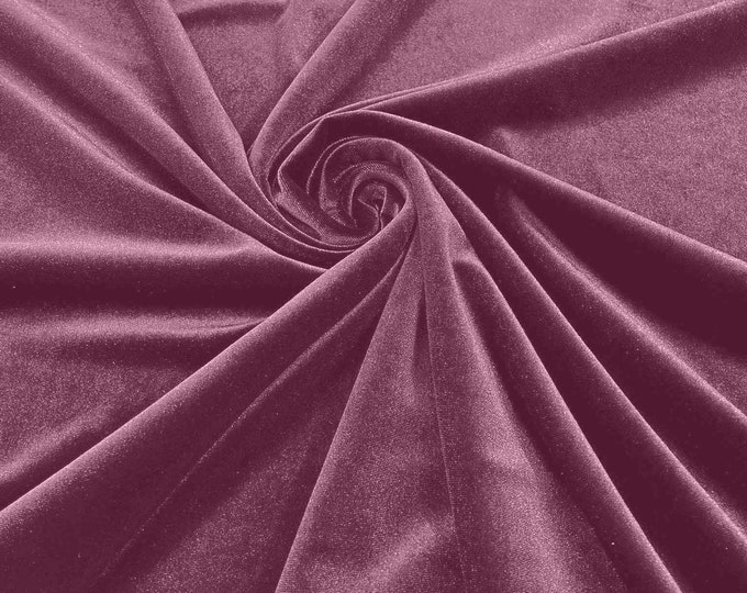 Dark Lilac 60" Wide 90% Polyester 10 percent Spandex Stretch Velvet Fabric for Sewing Apparel Costumes Craft, Sold By The Yard.
