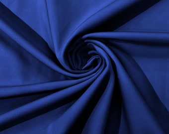 Royal Blue Dull 4 Way Stretch Crepe Fabric/Medium Crepe-Bridal Fabric/Apparel Fabric/Polyester Crepe-Spandex/