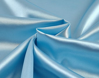 Baby Blue 58-59" Wide - 96 percent Polyester, 4% Spandex Light Weight Silky Stretch Charmeuse Satin Fabric by The Yard.