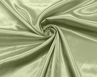 Light Sage Green Shiny Satin Charmeuse Fabric| 58" Wide| Wedding| Bridal| Evening Gown| Prom.