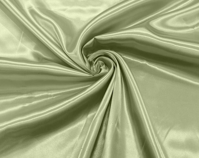 Light Sage Green Shiny Charmeuse Satin Fabric for Wedding Dress/Crafts Costumes/58” Wide /Silky Satin