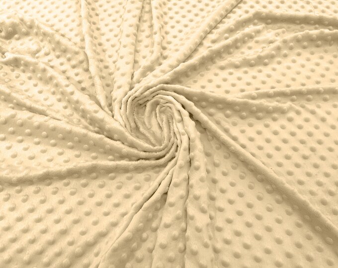 Khaki 58" Wide 100%  Polyester Minky Dimple Dot Soft Cuddle Fabric SEW Craft Sold by The Yard.