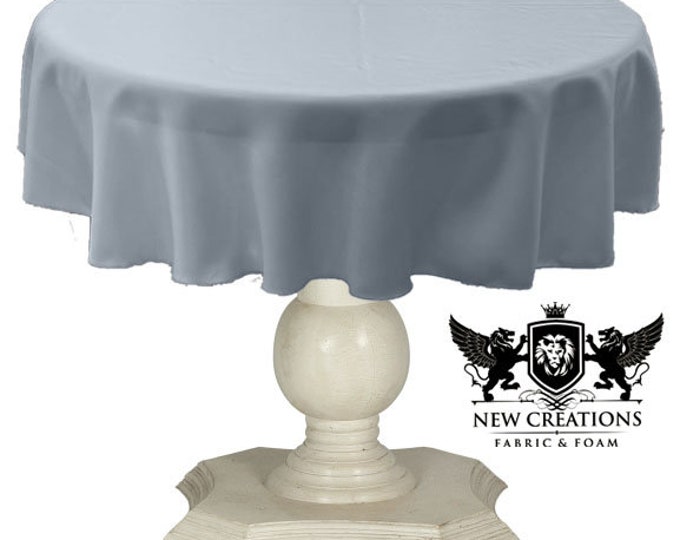 Sky Blue Tablecloth Solid Dull Bridal Satin Overlay for Small Coffee Table Seamless.