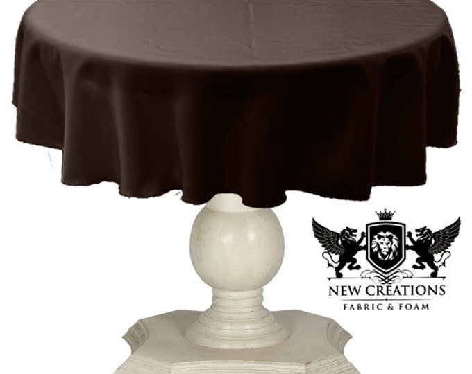 Chocolate Brown Tablecloth Solid Dull Bridal Satin Overlay for Small Coffee Table Seamless.