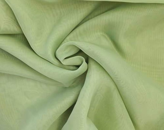 Sage 58/60" Wide 100% Polyester Soft Light Weight, Sheer, See Through Chiffon Fabric Sold By The Yard.