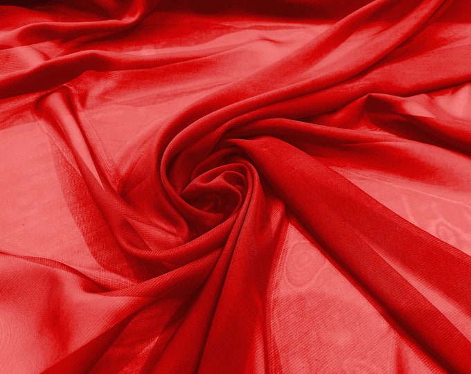Red 58/60" Wide 100% Polyester Soft Light Weight, Sheer, See Through Chiffon Fabric/ Bridal Apparel | Dresses | Costumes/ Backdrop