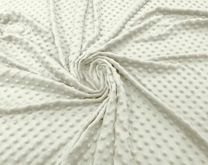Ivory Polka Dot Minky Fabric By The Yard | Super Soft Minkee Fabric | 58’’ Wide | 2 Way Stretch Polka Dot Minky Fabric.