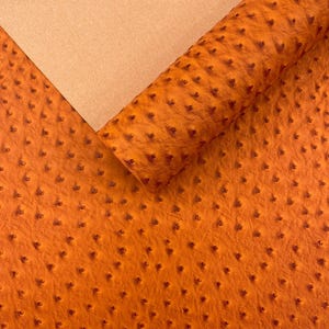 Orange Classic Ostrich Upholstery Vinyl Fabric / Faux Leather Accessories Crafting Apparel Upholstery Vinyl Fabric 54&quot; Wide.