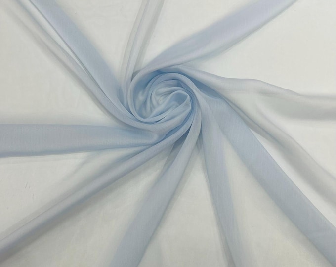 Chiffon Two Tone Sheer Fabric, by The Yard - Baby Blue