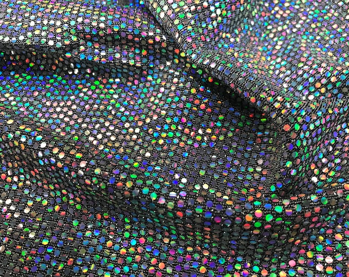 Silver iridescent hologram round sequins on a metallic silver spandex-sold by the yard-free shipping in the usa-