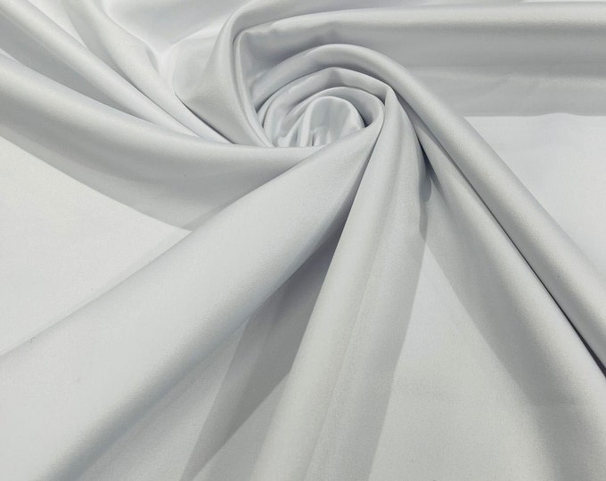 Off White Matte Stretch Lamour Satin Fabric 58" Wide/Sold By The Yard. New Colors