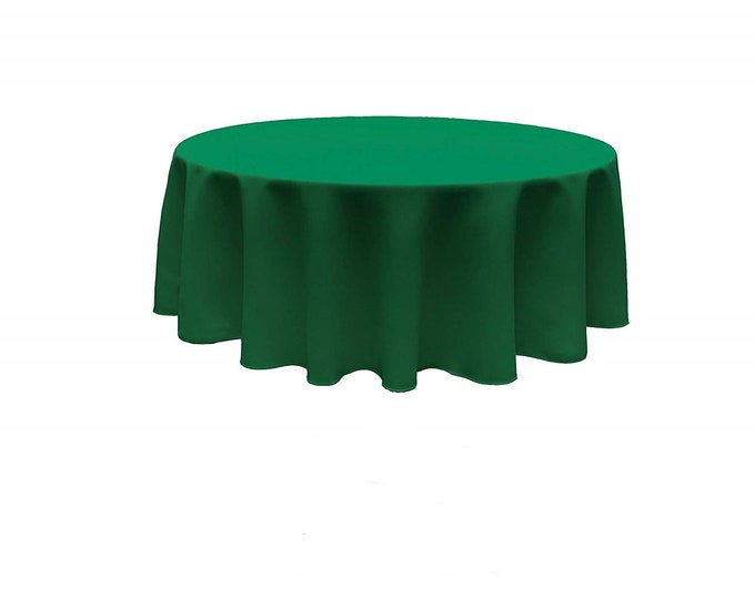 Green - Solid Round Polyester Poplin Tablecloth Seamless.