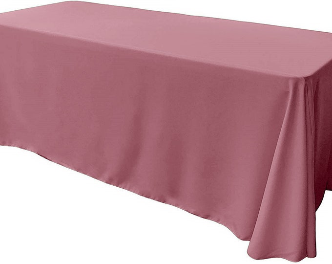 Mauve - Rectangular Polyester Poplin Tablecloth Floor Length / Party supply