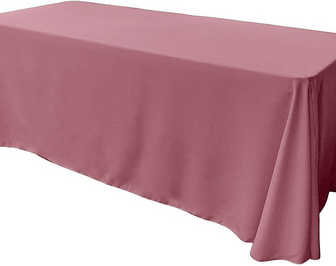 Mauve - Rectangular Polyester Poplin Tablecloth Floor Length / Party supply