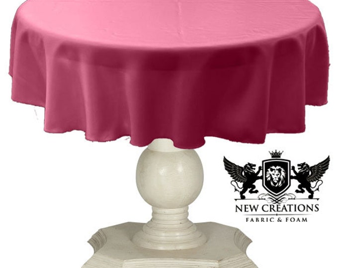 Hot Pink Tablecloth Solid Dull Bridal Satin Overlay for Small Coffee Table Seamless.