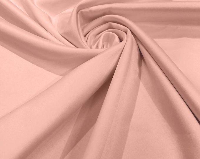 Blush Pink Matte Stretch Lamour Satin Fabric 58" Wide/Sold By The Yard. New Colors