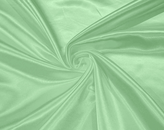 Mint Green Heavy Shiny Bridal Satin Fabric for Wedding Dress, 60" inches wide sold by The Yard. New Colors