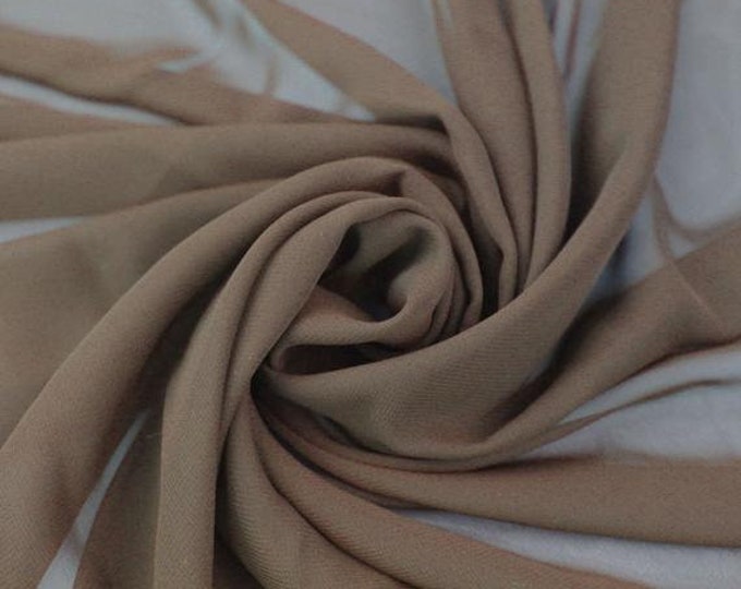 Mocha/ Taupe 58/60" Wide 100% Polyester Soft Light Weight, Sheer, See Through Chiffon Fabric Sold By The Yard.