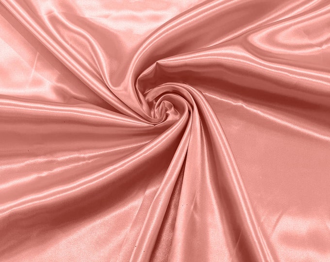 Coral Shiny Charmeuse Satin Fabric for Wedding Dress/Crafts Costumes/58” Wide /Silky Satin