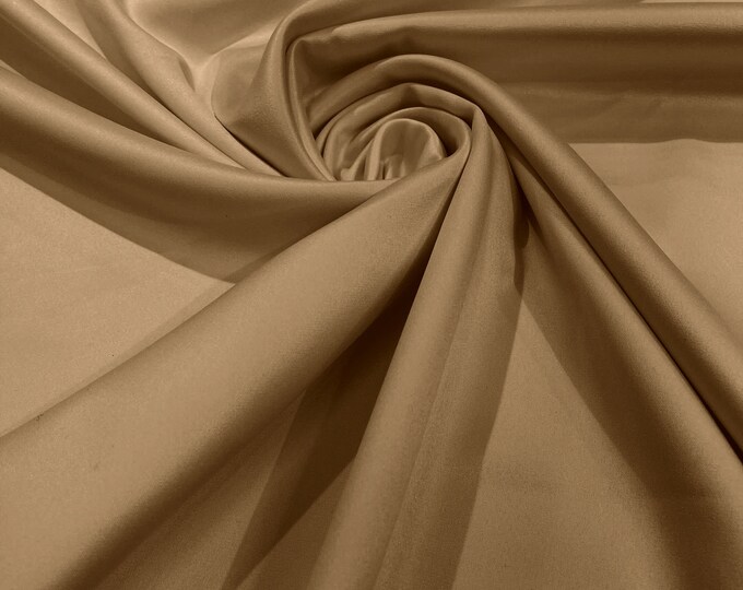 Camel Matte Stretch Lamour Satin Fabric 58" Wide/Sold By The Yard. New Colors