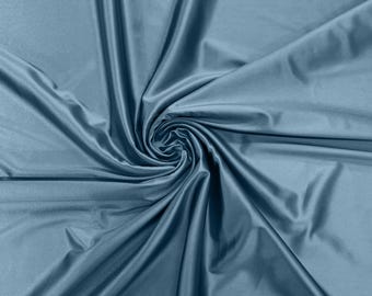 Steel Blue Heavy Shiny Satin Stretch Spandex Fabric | 58 Inches Wide for Prom.