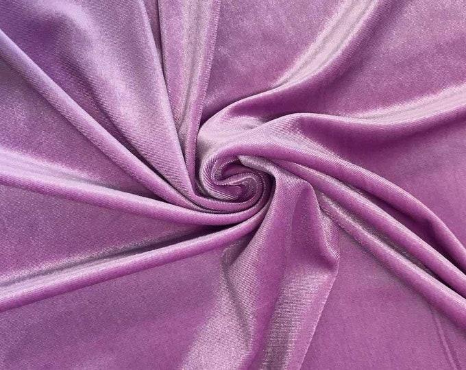 Lilac 60" Wide 90% Polyester 10 Percent Spandex Stretch Velvet Fabric for Sewing Apparel Costumes Craft, Sold By The Yard.