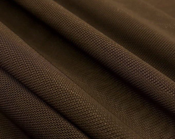 Brown 58/60" Wide Solid Stretch Power Mesh Fabric Nylon Spandex Sold By The Yard.
