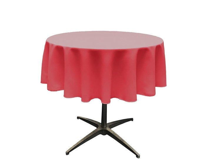 Puchi Coral - Solid Round Polyester Poplin Tablecloth Seamless.