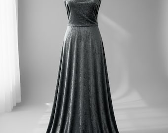 Dark Gray Crushed Velvet Fabric, 58 Inches Wide for Costumes and Apparel