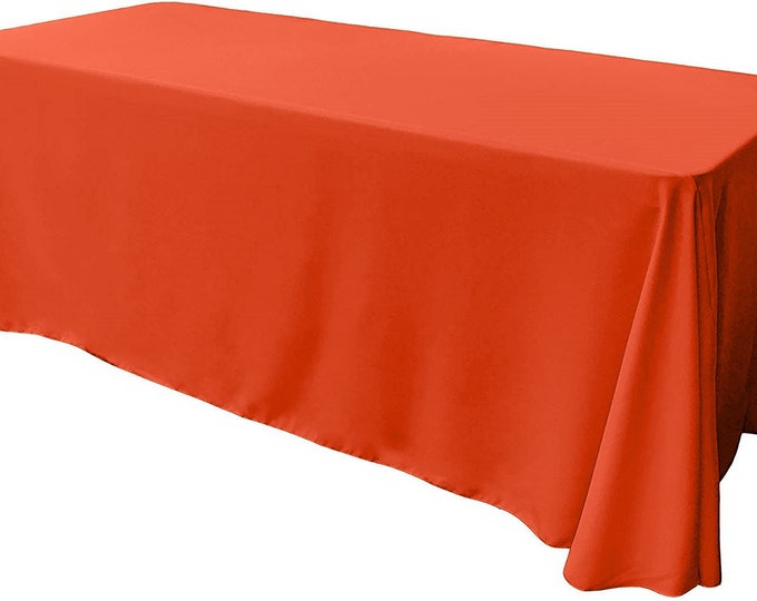 Neon Orange - Rectangular Polyester Poplin Tablecloth Floor Length / Party supply
