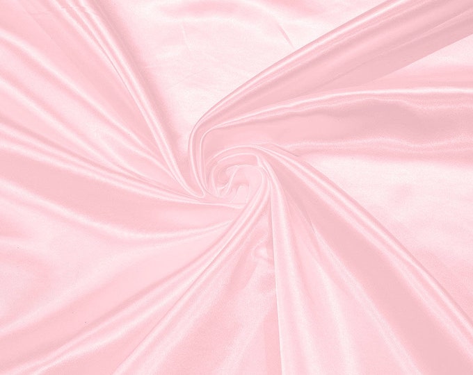 Light Pink Heavy Shiny Bridal Satin Fabric for Wedding Dress, 60" inches wide sold by The Yard. New Colors