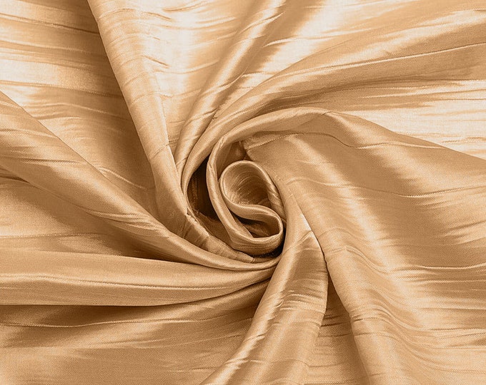 Butter - Crushed Taffeta Fabric - 54" Width - Creased Clothing Decorations Crafts - Sold By The Yard