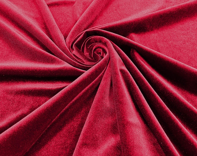 Fuchsia 60" Wide 90% Polyester 10 percent Spandex Stretch Velvet Fabric for Sewing Apparel Costumes Craft, Sold By The Yard.