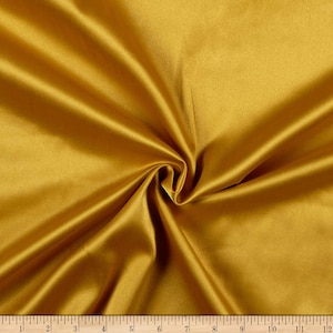 Mustard Gold 95 Percent  Polyester 5% Spandex, 58 Inches Wide Matte Stretch L'Amour Satin Fabric, Sold By The Yard.