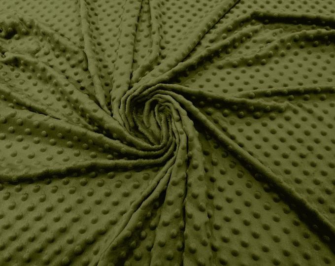 Dusty Olive 58" Wide 100%  Polyester Minky Dimple Dot Soft Cuddle Fabric SEW Craft Sold by The Yard