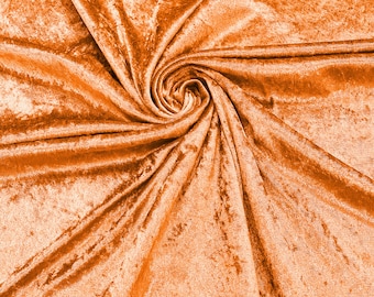 Orange 59" Wide Crushed Stretch Panne Velvet Velour Fabric Sold By The Yard.
