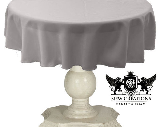 Light Silver Tablecloth Solid Dull Bridal Satin Overlay for Small Coffee Table Seamless.