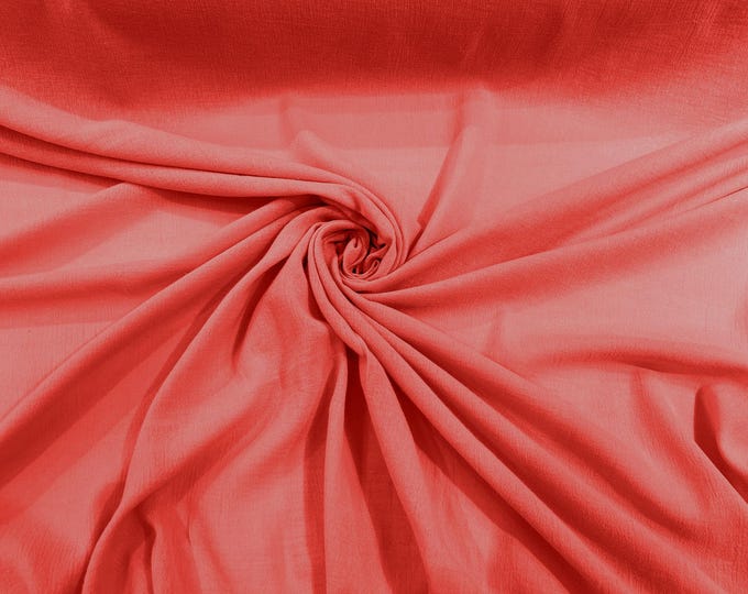 Salmon Cotton Gauze Fabric 100% Cotton 48/50" inches Wide Crinkled Lightweight Sold by The Yard.